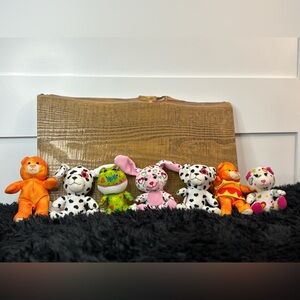 Build-A-Bear Mini Plush Lot of 7 Orange Animals Bunny Frog Puppies 2012 Set